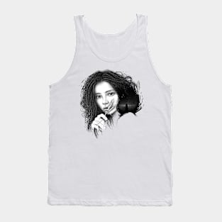 Dreamer Woman Portrait and Silhouette Tank Top